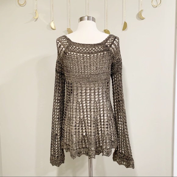 Free People Crochet Top With Bell Sleeves. - Picture 6 of 7